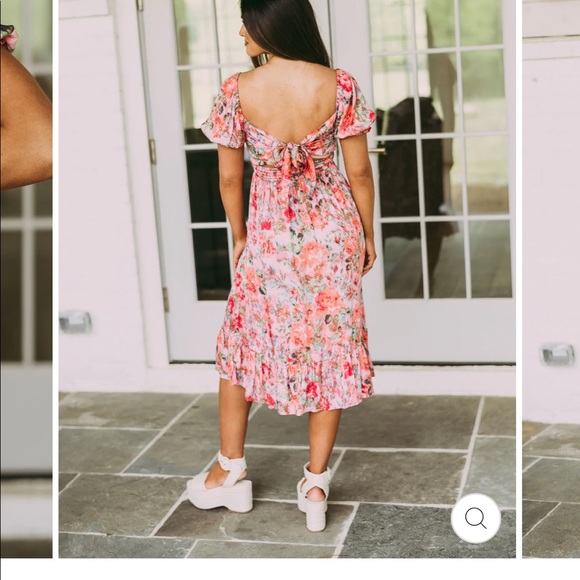 Floral Printed Puff Sleeve Midi Dress - Picture 3 of 4